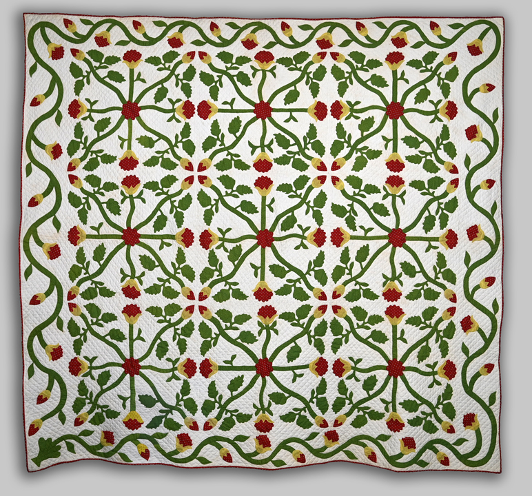 CONBS1 Embroidered Fuchsias with Swag Border Quilt