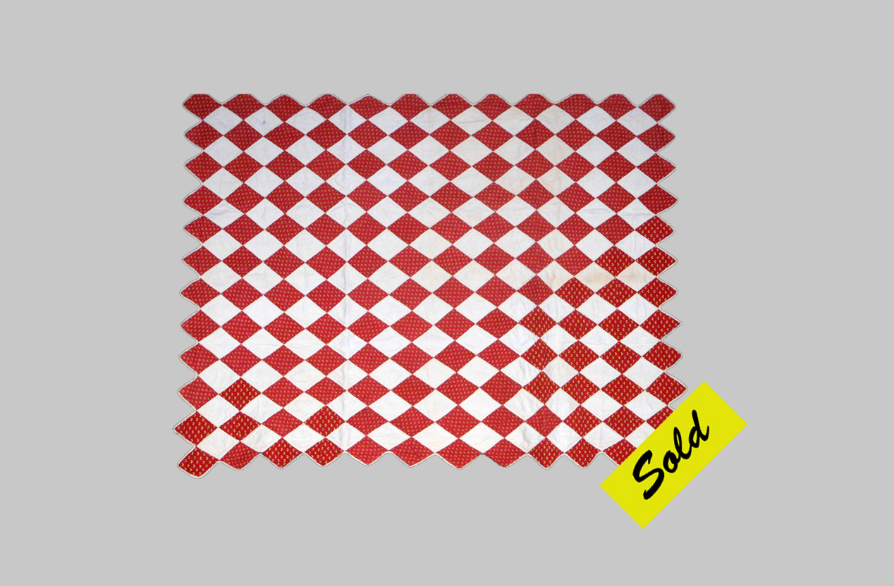 Q9040 Turkey Red Calico Diamond Bassinet Quilt