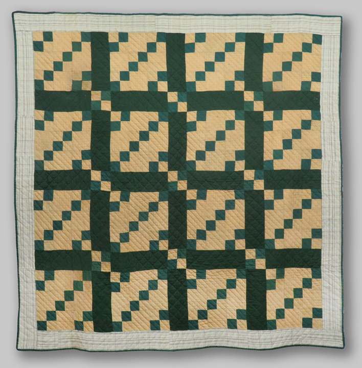 CONJM28 Mennonite Green Optical Illusion Irish Chain Quilt