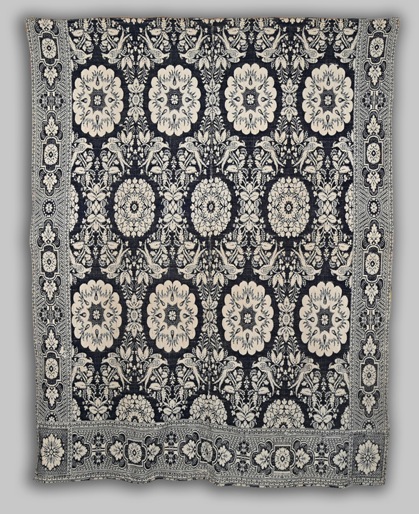 CONNJ1 Indigo and White Coverlet