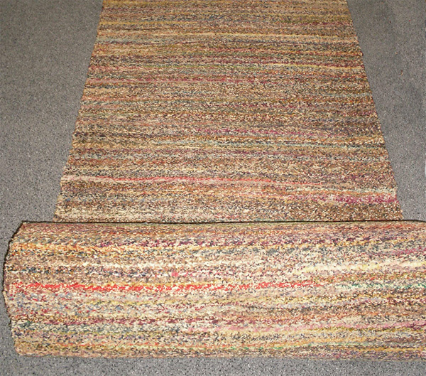 Antique Striped Latch Hook Rug from Ohio (c.1900s)