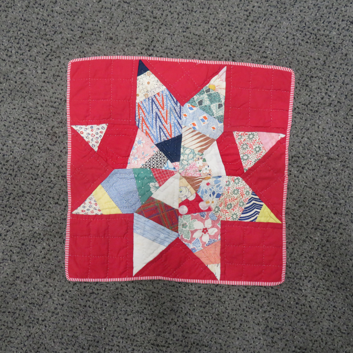 F790 Crazy Quilt Pieced Ohio Star Finished Fragment