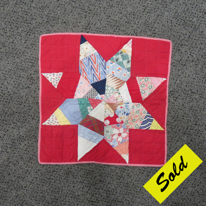 F790 Crazy Quilt Pieced Ohio Star Finished Fragment