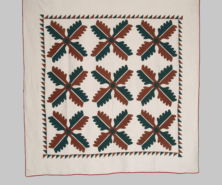 Q8738 Feather Applique with Sawtooth Border 