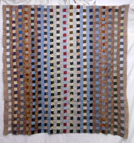 QT220 Bars and Squares Folky Quilt Top.