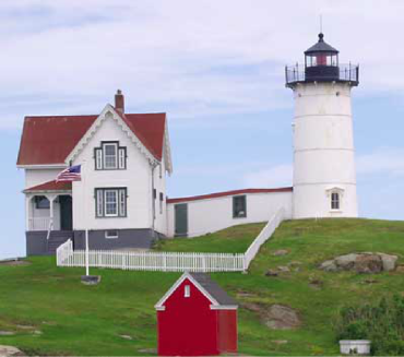 An image of Cape Neddick light house, in York, Maine.